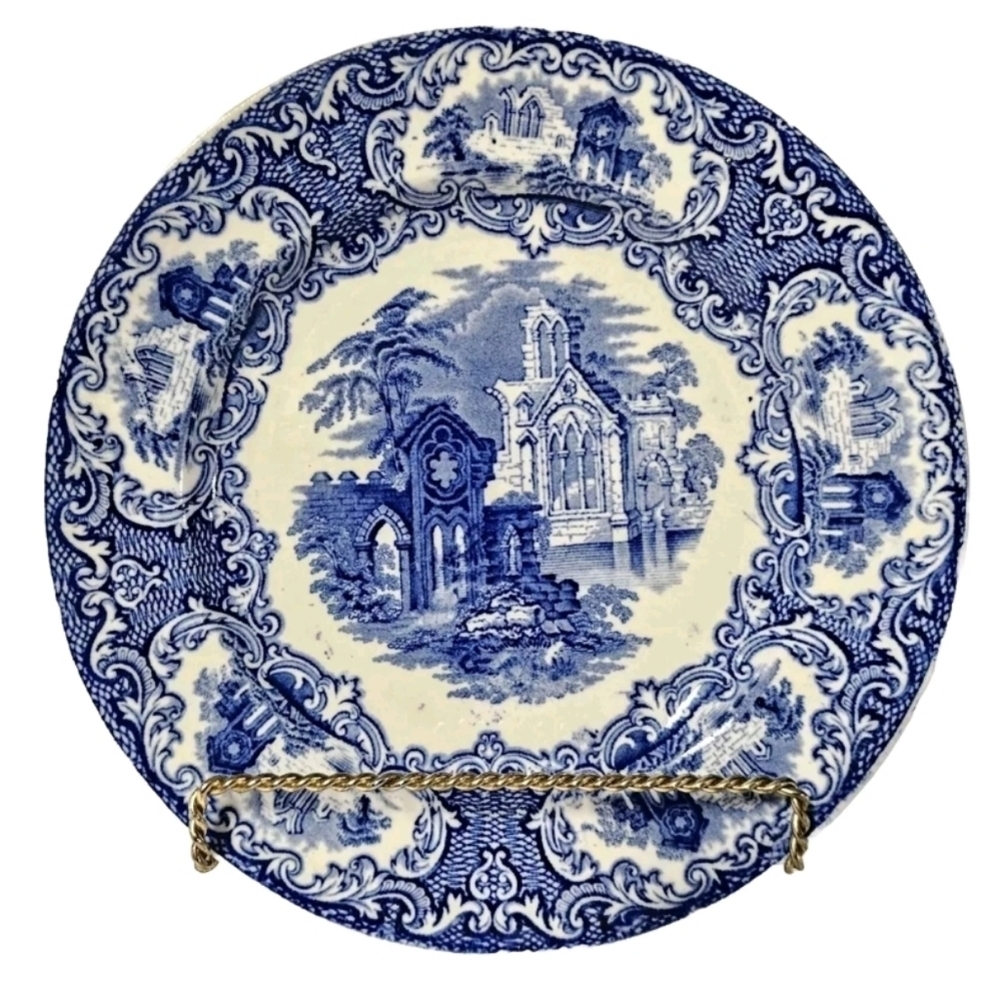 Collectible Petrus Regout & Co Maastricht Abbey Blue And White Porc Dinner Plate